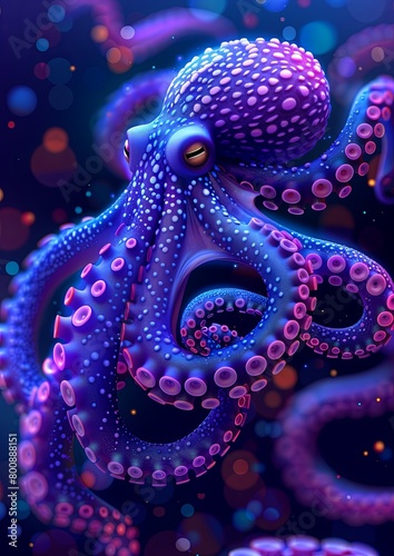 portrait of a surreal octopus in space
