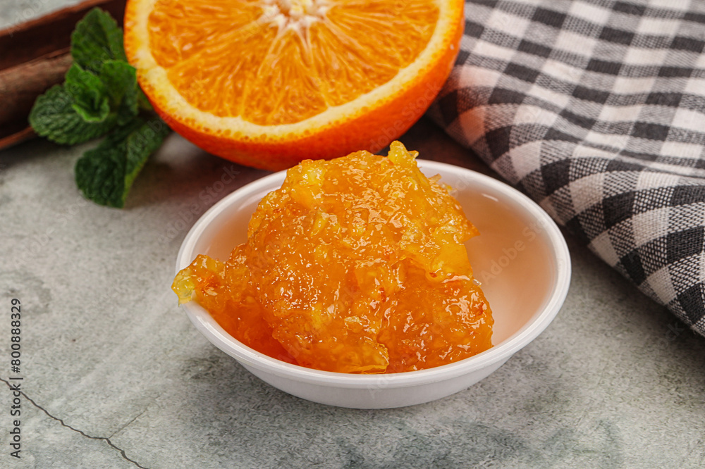Tasty homemade Orange jam in the bowl Tasty homemade Orange jam in the bowl