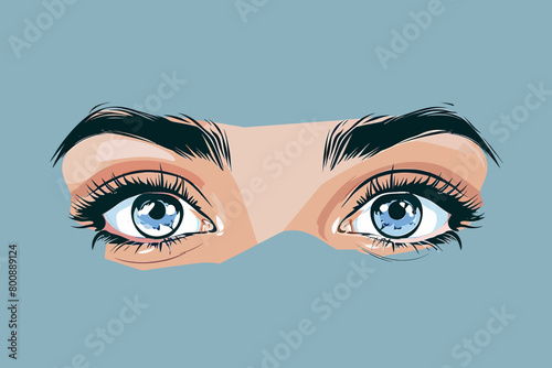 a simple flat illustration of an Eyes, vector graphics