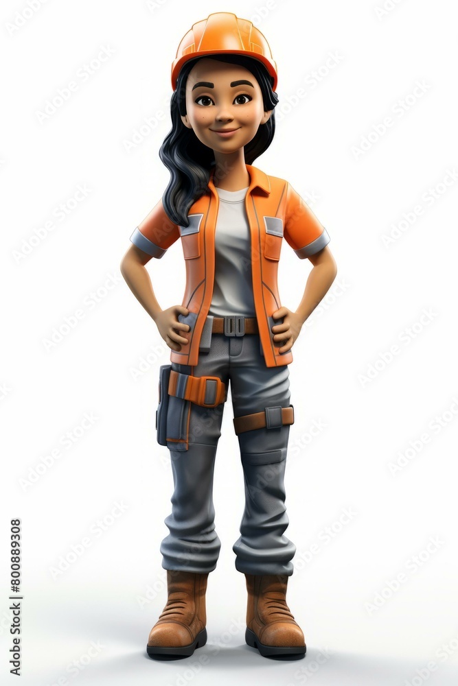 Confident female construction worker wearing hardhat and tool belt Confident female construction worker wearing hardhat and tool belt