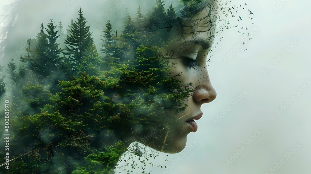 Nature's Embrace: Human and Nature Double Exposure Nature's Embrace: Human and Nature Double Exposure