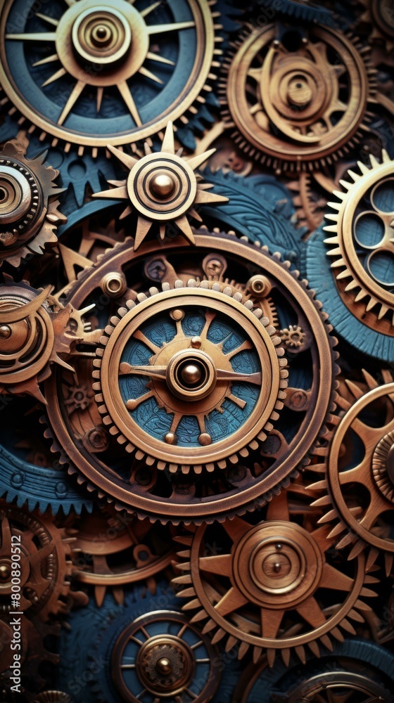 An illustration of a complex steampunk machine with gears, cogs, and other mechanical elements. An illustration of a complex steampunk machine with gears, cogs, and other mechanical elements.
