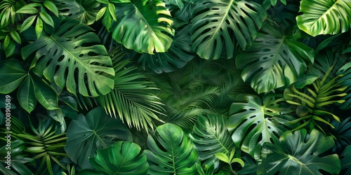 lush green tropical leaves background photo