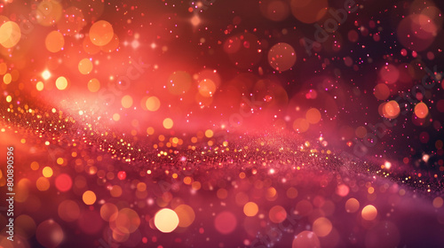 Vibrant Vermilion Bokeh Lights on Soft Abstract Background, Sparkling Dust and Glitter, HD Camera Shot