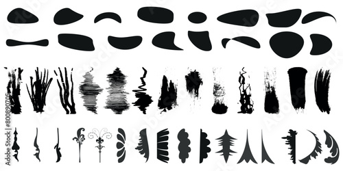 Collection of 18 blob shapes. Collection of abstract vector stains for your design. Drops differ in style.