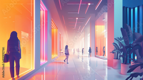 Portray the future of retail through lively gradient lines