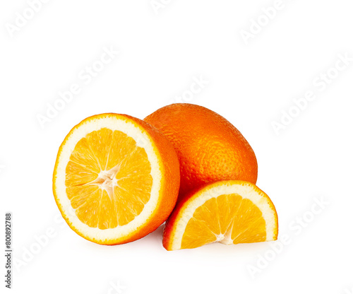 Orange fruit and its slices isolated on a white background