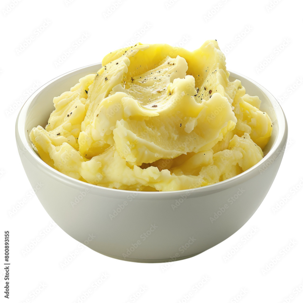 Bowl of cream mashed potatoes isolated on transparent background Bowl of cream mashed potatoes isolated on transparent background