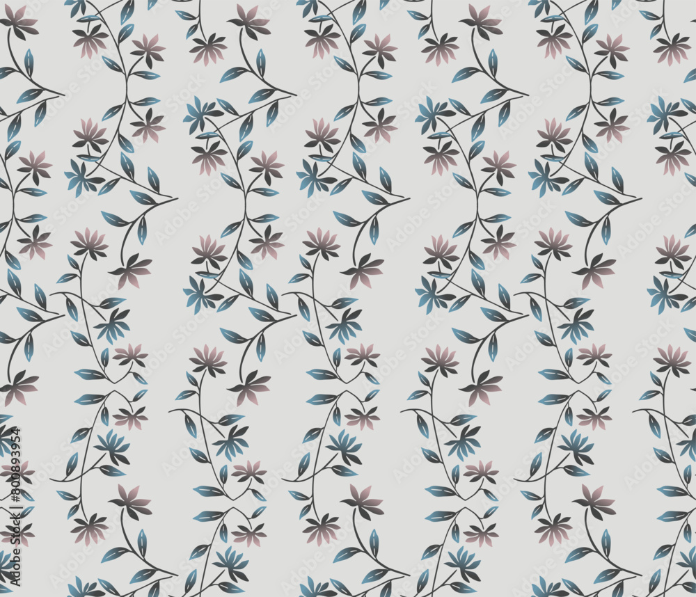 Japanese Flower Leaf Curl Vine Vector Seamless Pattern Japanese Flower Leaf Curl Vine Vector Seamless Pattern