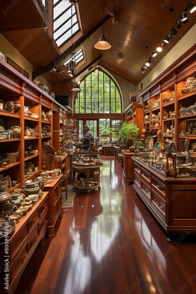 An antique store with a large collection of pottery and other artifacts