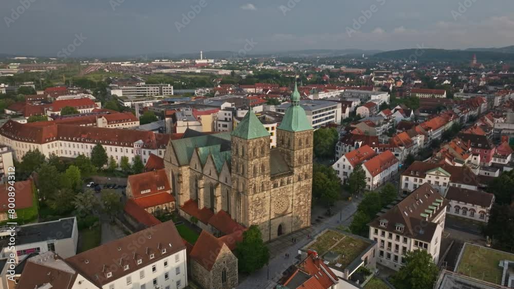 Aerial drone view of St. Johann church ( Johanniskirche ) in Osnabrück , Germany . Aerial drone view of St. Johann church ( Johanniskirche ) in Osnabrück , Germany .