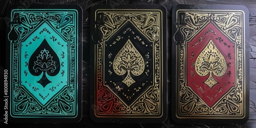 Three Ornate Spades Playing Cards