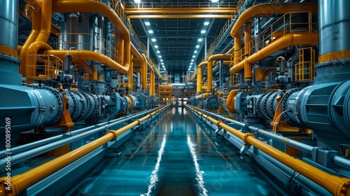 The yellow pipes in the factory