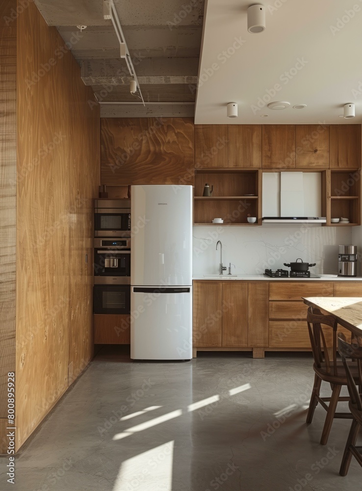 Modern Kitchen with Wood and Concrete Accents Modern Kitchen with Wood and Concrete Accents