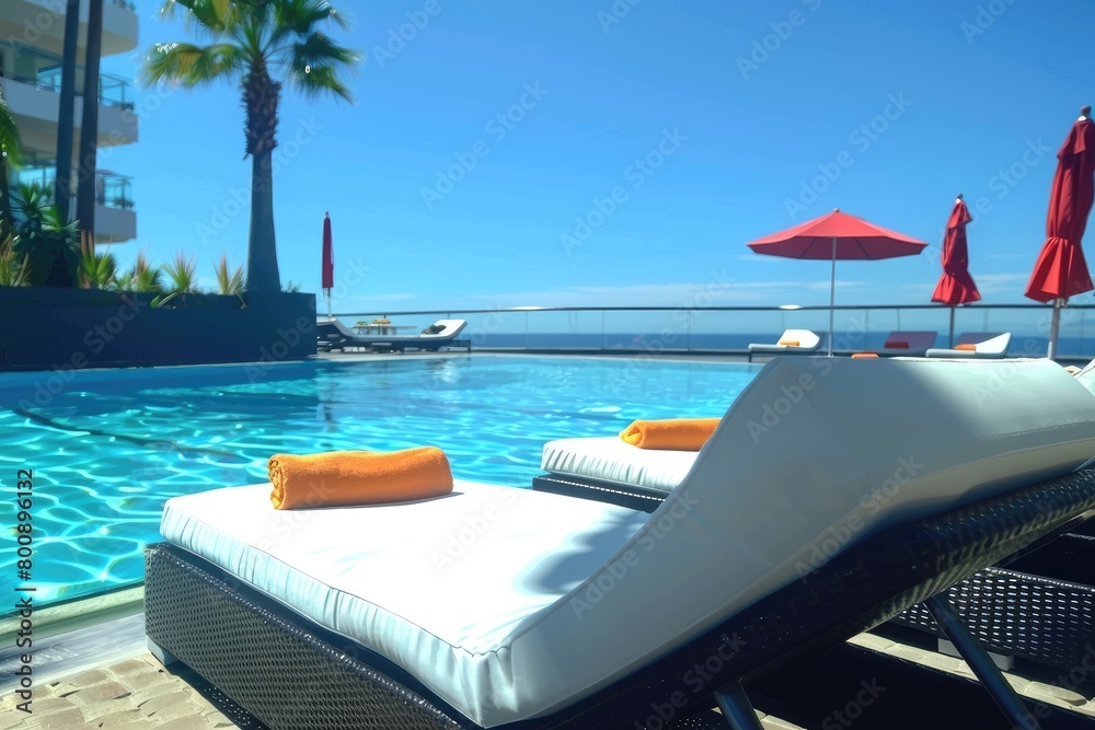 Fototapeta premium Serenity and Relaxation at a Beachside Pool
