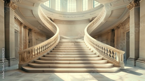 A captivating image of a museum's grand staircase, with its elegant design and sweeping lines.