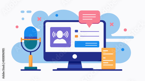 Voice recognition software that translates speech into text for nonverbal individuals with motor impairments or speech delays.. Vector illustration