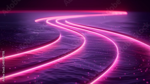 This purple abstract background features glowing oval lines. Minimal geometric shape. Trendy design element. The background is suitable for banners, brochures, business cards, covers, flyers,