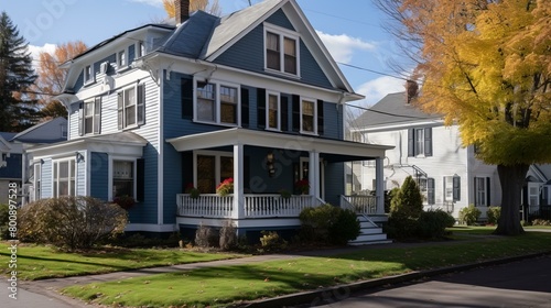 Blue Victorian Style House © Adobe Contributor