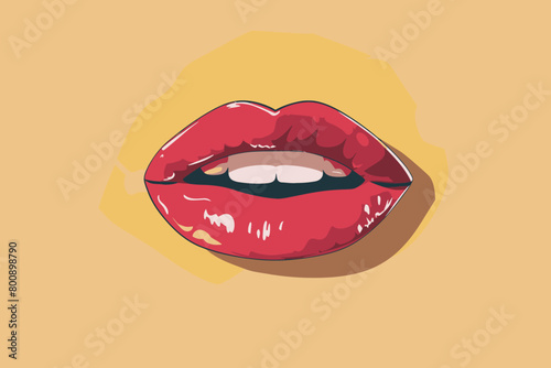 a simple flat illustration of an Lips, vector graphics