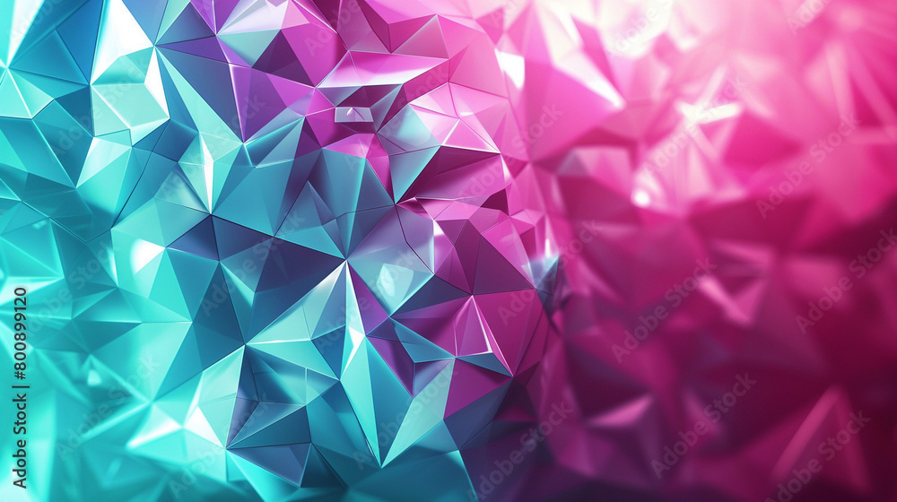 abstract polygonal design of turquoise and magenta, ideal for an elegant abstract background