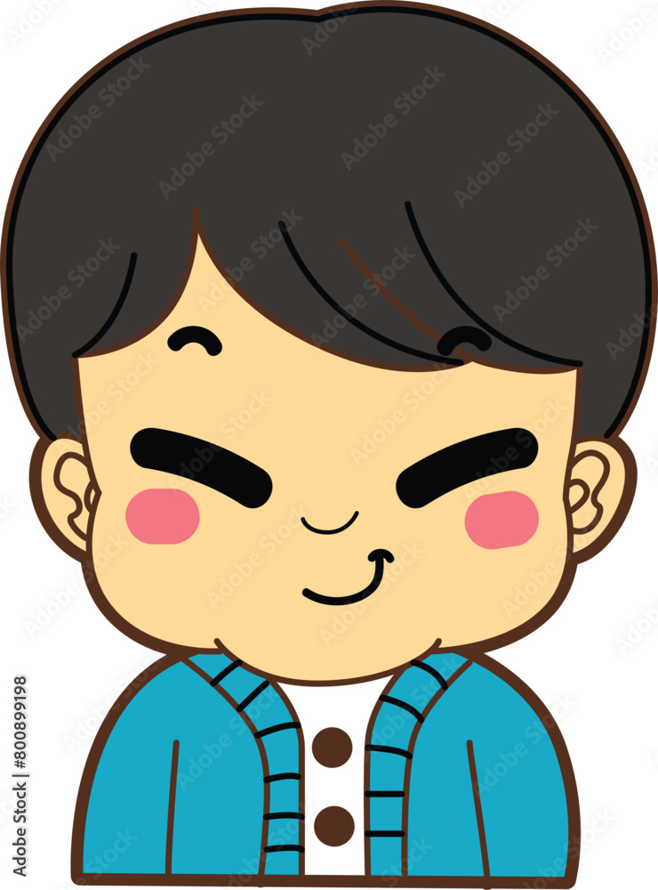 
Variation of kids face from any race. Mongoloid race emoticon. Avatar of boy and girl kids.