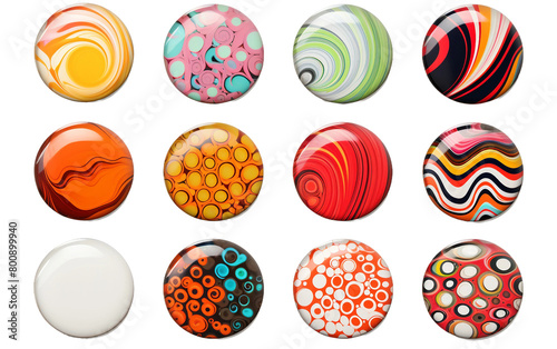 Abstract Art Badge Series with Vibrant Designs Isolated On Transparent Background PNG.