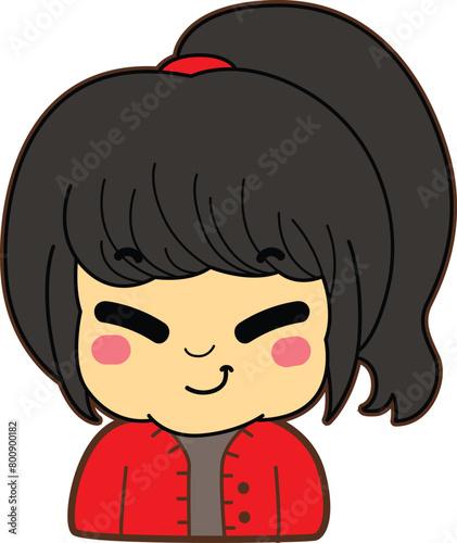
Variation of kids face from any race. Mongoloid race emoticon. Avatar of boy and girl kids.