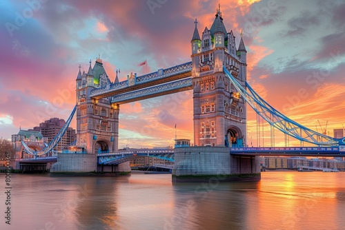 Sunset over Tower Bridge in London, England