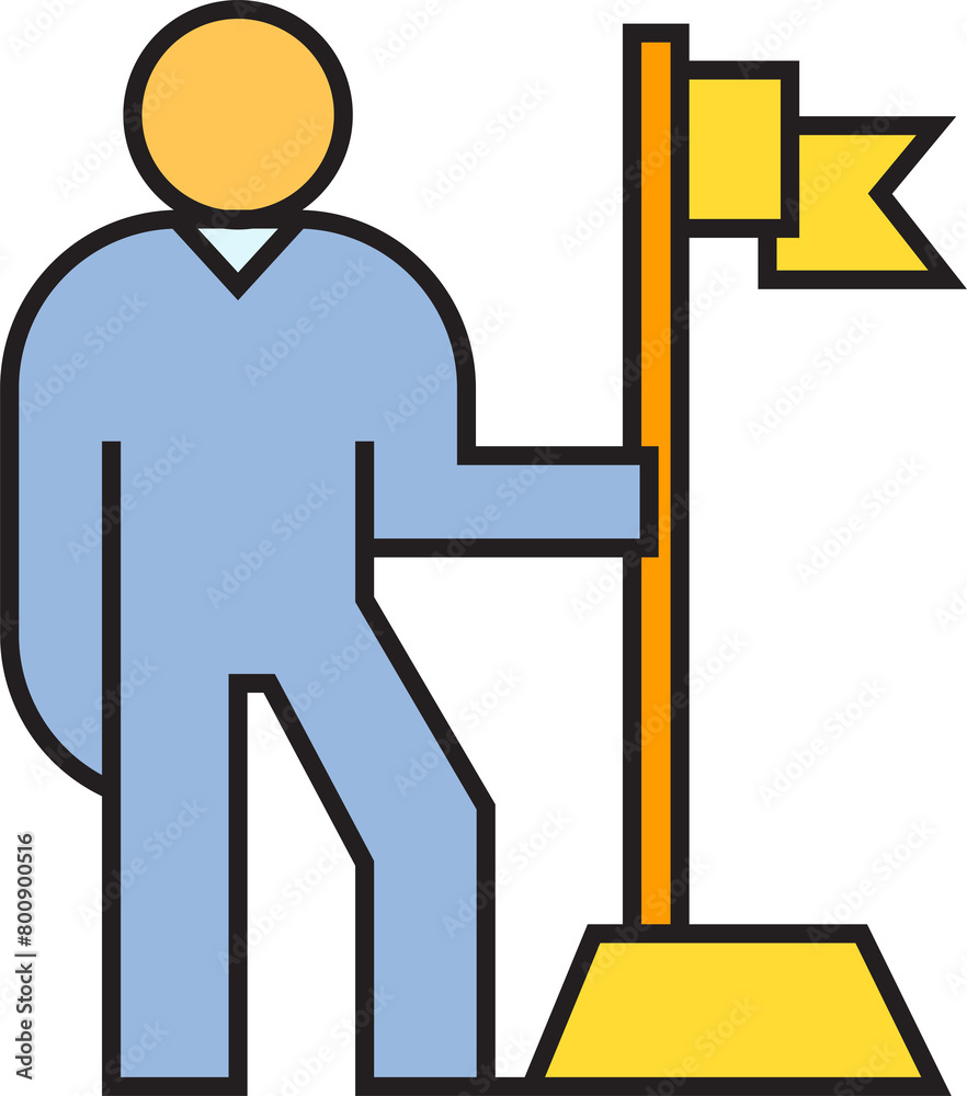 Man Holding Flag Pole Icon
