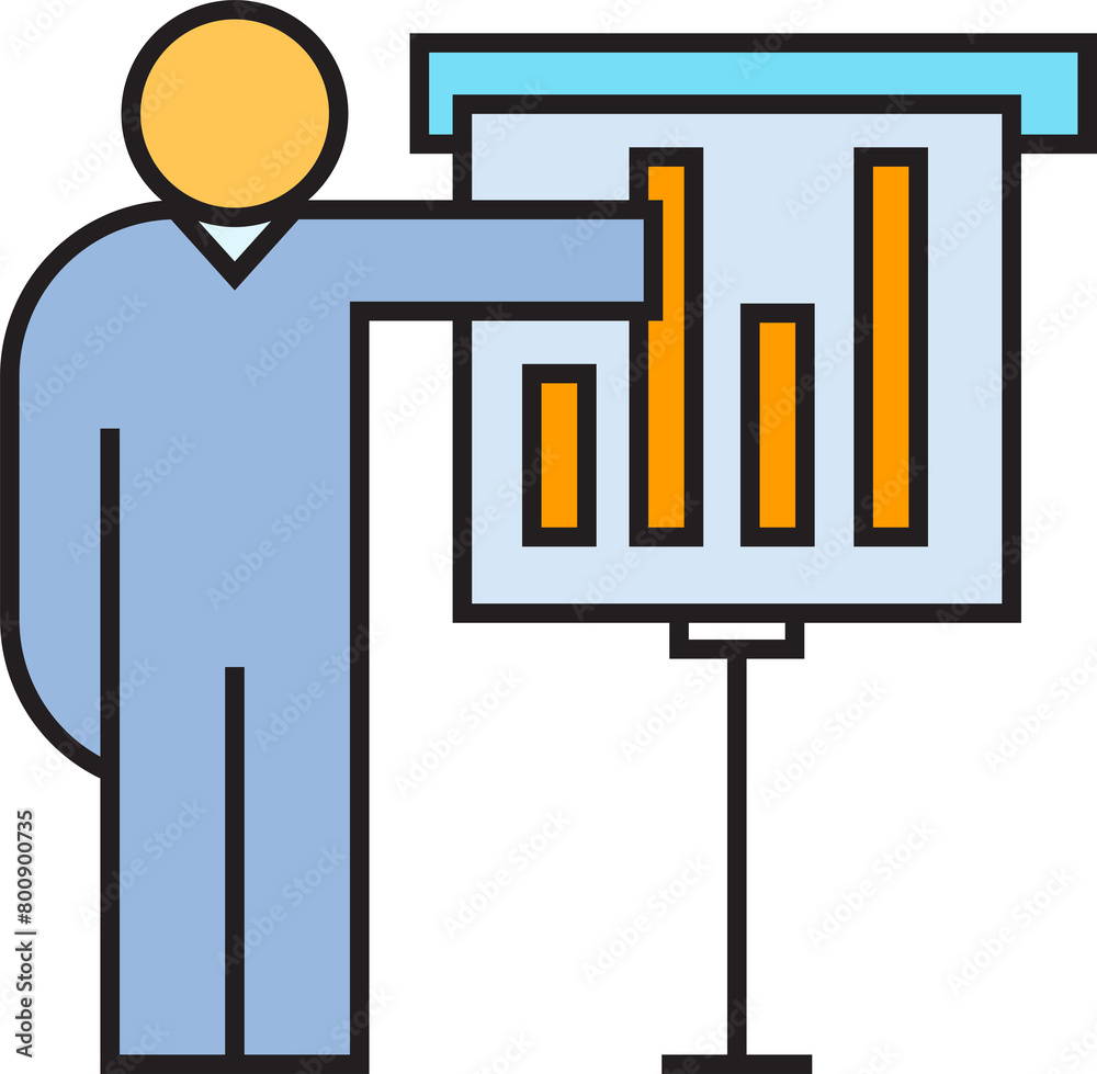 People Presenting Bar Chart on Whiteboard Icon
People Presenting Bar Chart on Whiteboard Icon