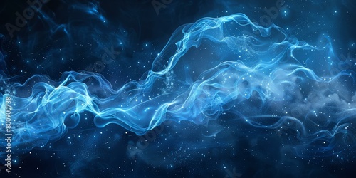 Blue smoke flowing through space