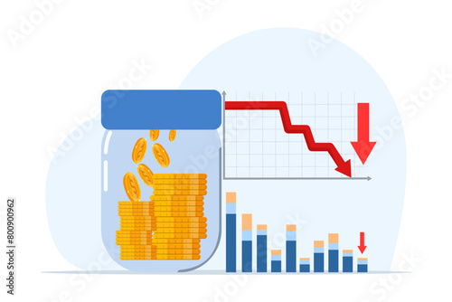 concept of broken piggy bank as a metaphor for business bankruptcy. Problems of repayment of economic loans, investment failures and budget collapse. financial crisis. Flat vector illustration.