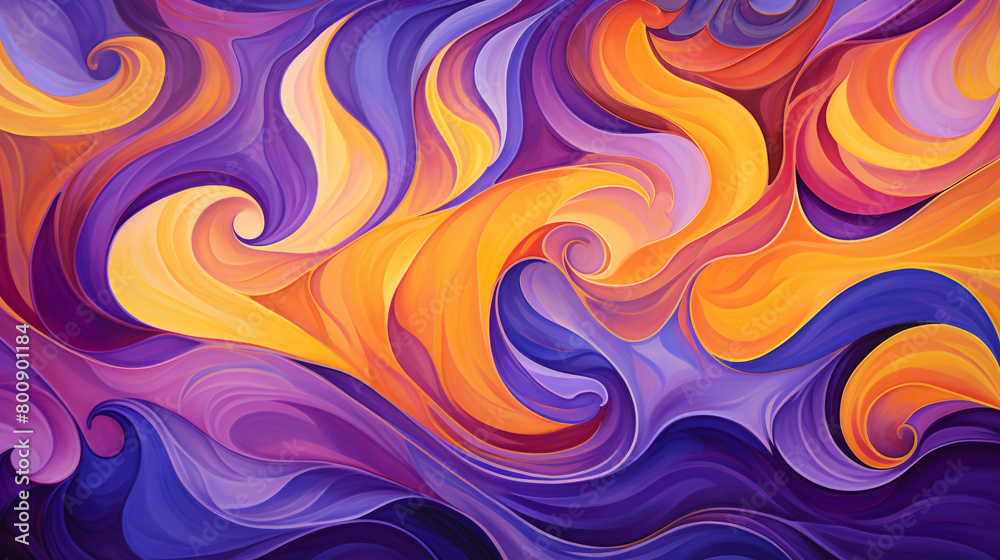Playful waves in shades of vibrant violet and sunny yellow, symbolizing creativity and progress.