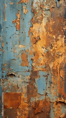 rusty metal texture with blue paint peeling off