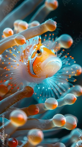 A clownfish in a sea anemone photo