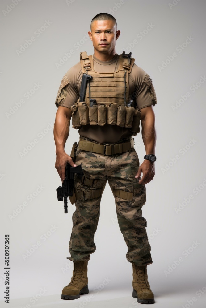 Portrait of a male soldier in military uniform Portrait of a male soldier in military uniform