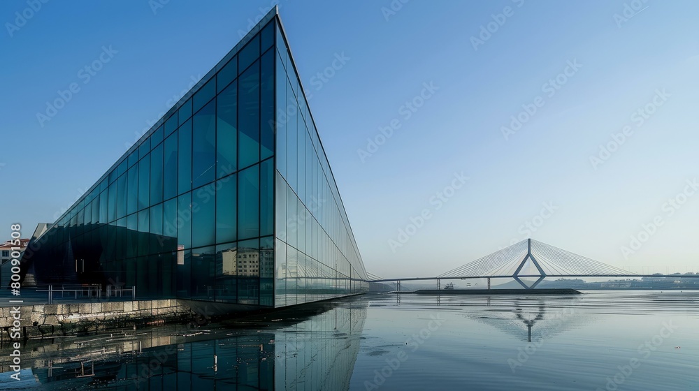 Reflections of a City's Skyline in a Modern Glass Building Reflections of a City's Skyline in a Modern Glass Building