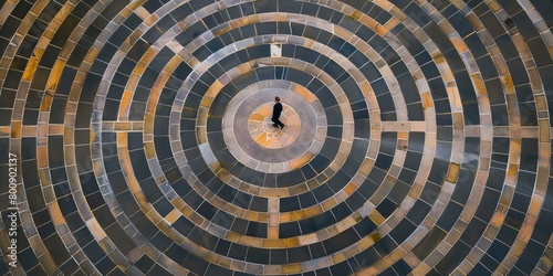 A person walking in a spiral pattern