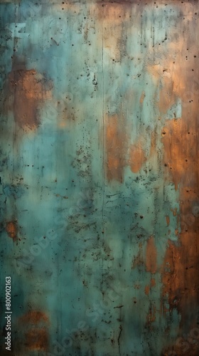 Copper and teal blue verdigris patina photo
