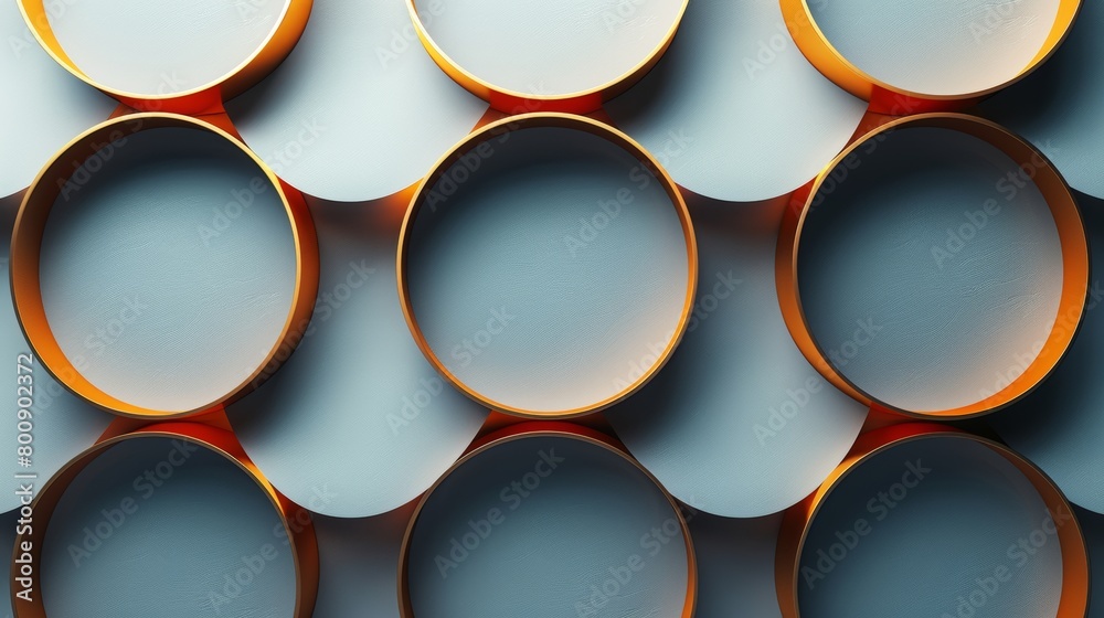 White abstract circle background with gold circle line. Overlapping ...