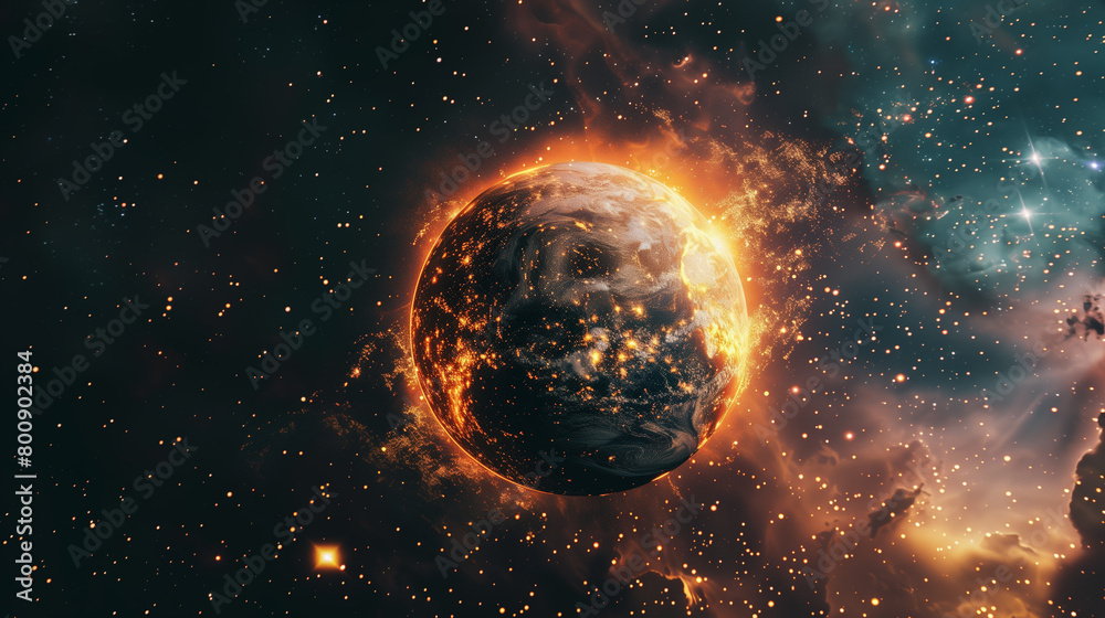 Global Boiling Planet earth in danger climate change concept created with generative AI