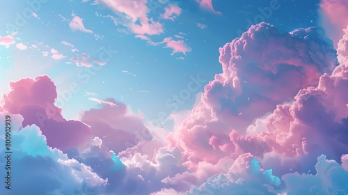 Pastel Clouds Illustrated in Anime Style A Dreamy and Serene Sky Art photo