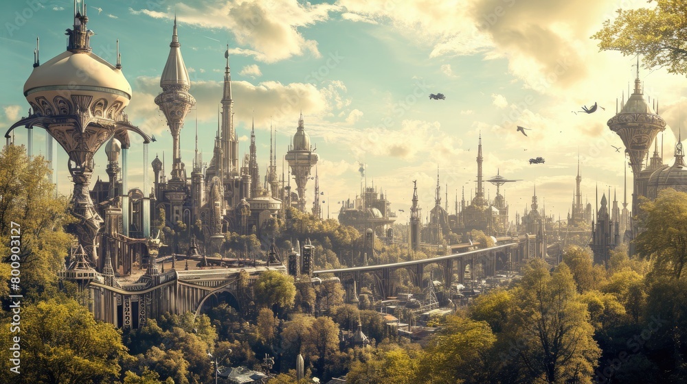 Fototapeta premium Tomorrowland Belgium Festival's Magical Realm. Generative Ai.