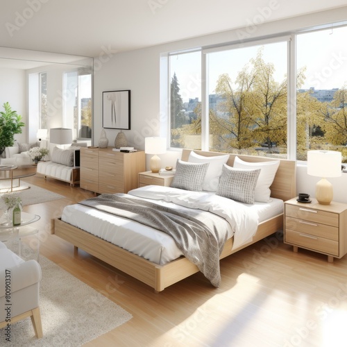 Cozy Minimalist Bedroom Interior Design With Natural Light © Adobe Contributor