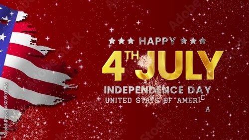 Happy fourth of july text animation video. USA independence day lettering text motion