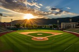 Baseball field under the setting sun