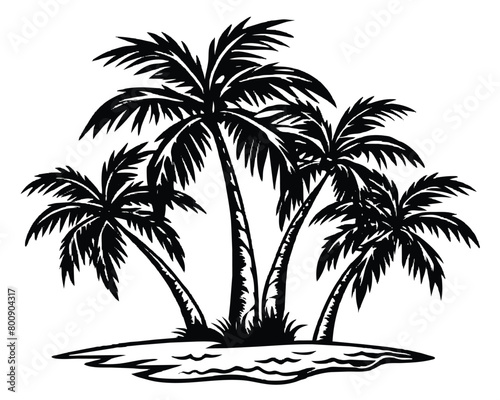 Two palm trees silhouette
