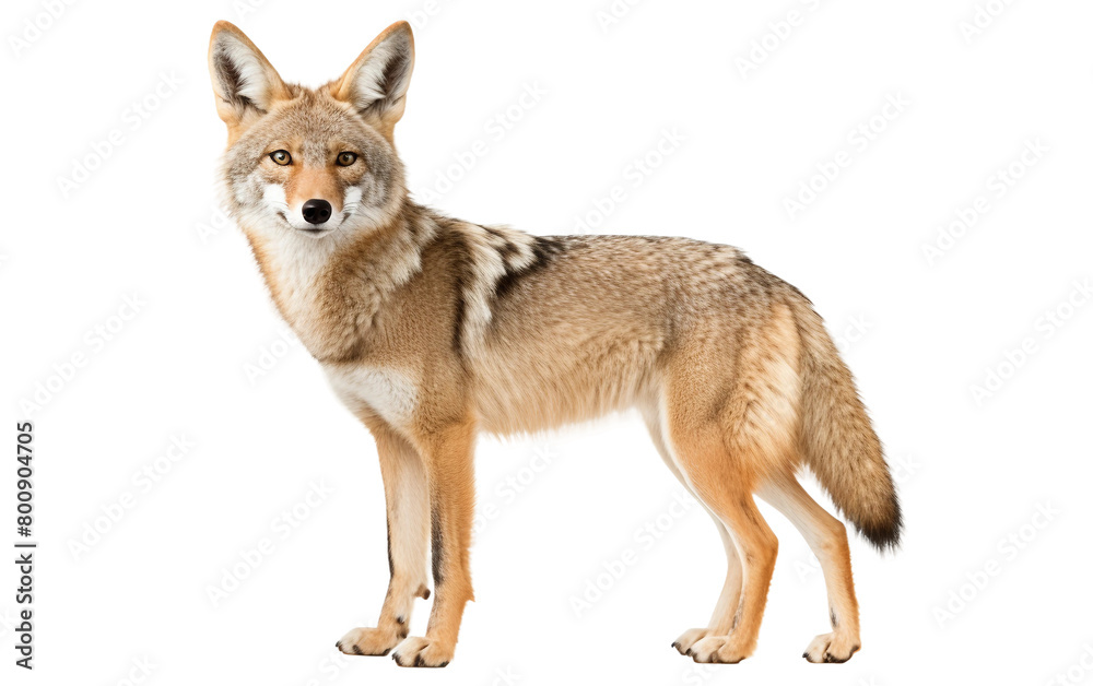 Stealthy Coyote Art Isolated On Transparent Background PNG.