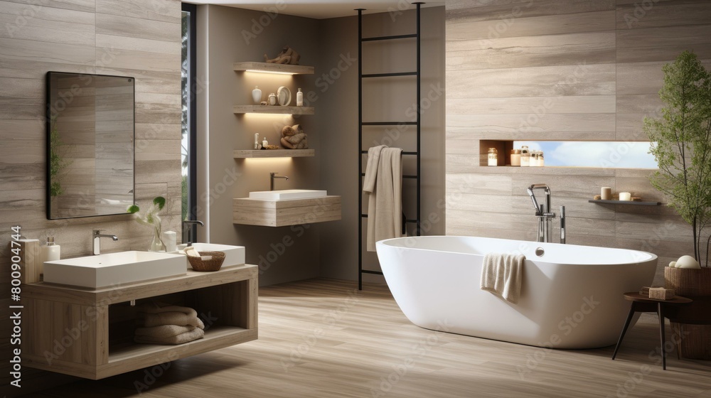 Bathroom interior with natural materials Bathroom interior with natural materials
